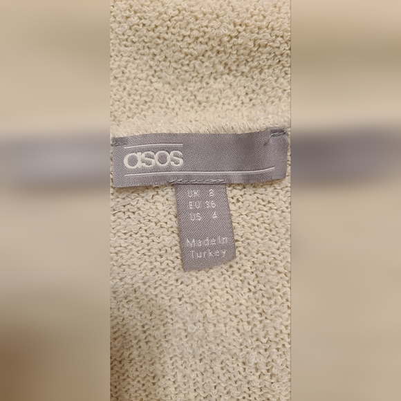 ASOS Cream Cinch Front Bell Sleeve Cropped Sweater - Picture 3 of 5